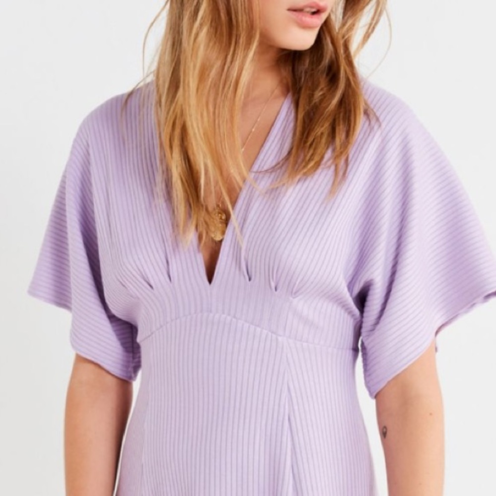 Vintage UO Ribbed Knit Plunging Mini Dress